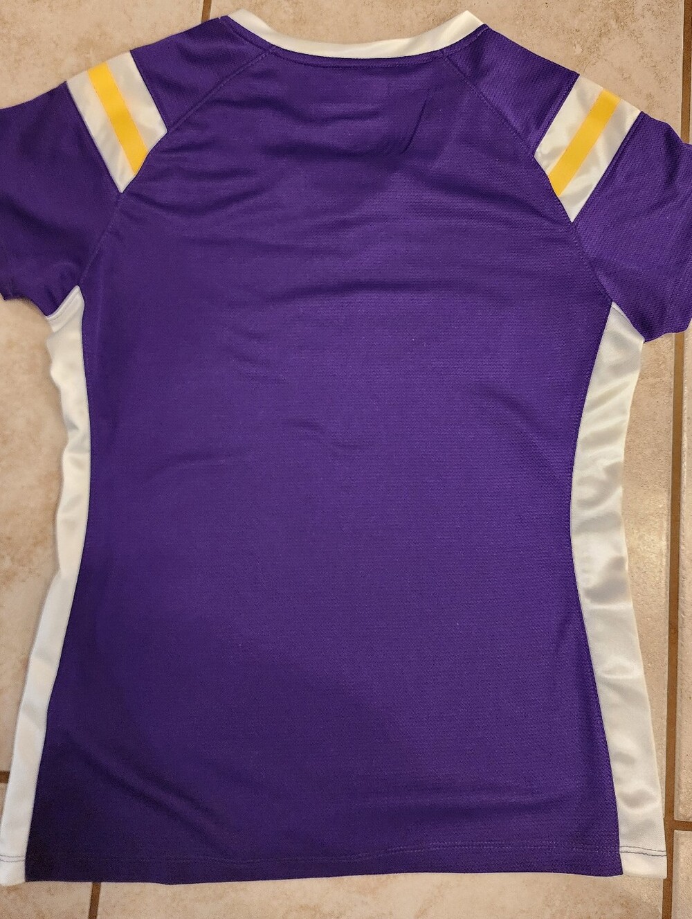 Womens Minnesota Vikings Lace-Up Sequin Jersey Shirt Purple Gold Medium NFL Team - Picture 2 of 6
